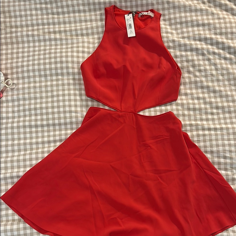 Alice + Olivia Red Sleeveless Cutout Dress